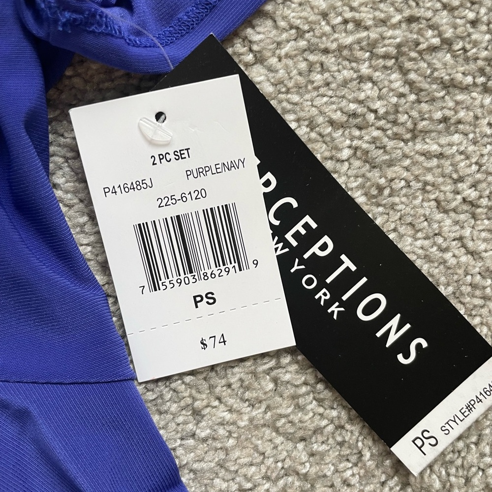 Perceptions Purple Tie-Front Ruffle Short Sleeve Blouse - Picture 5 of 7